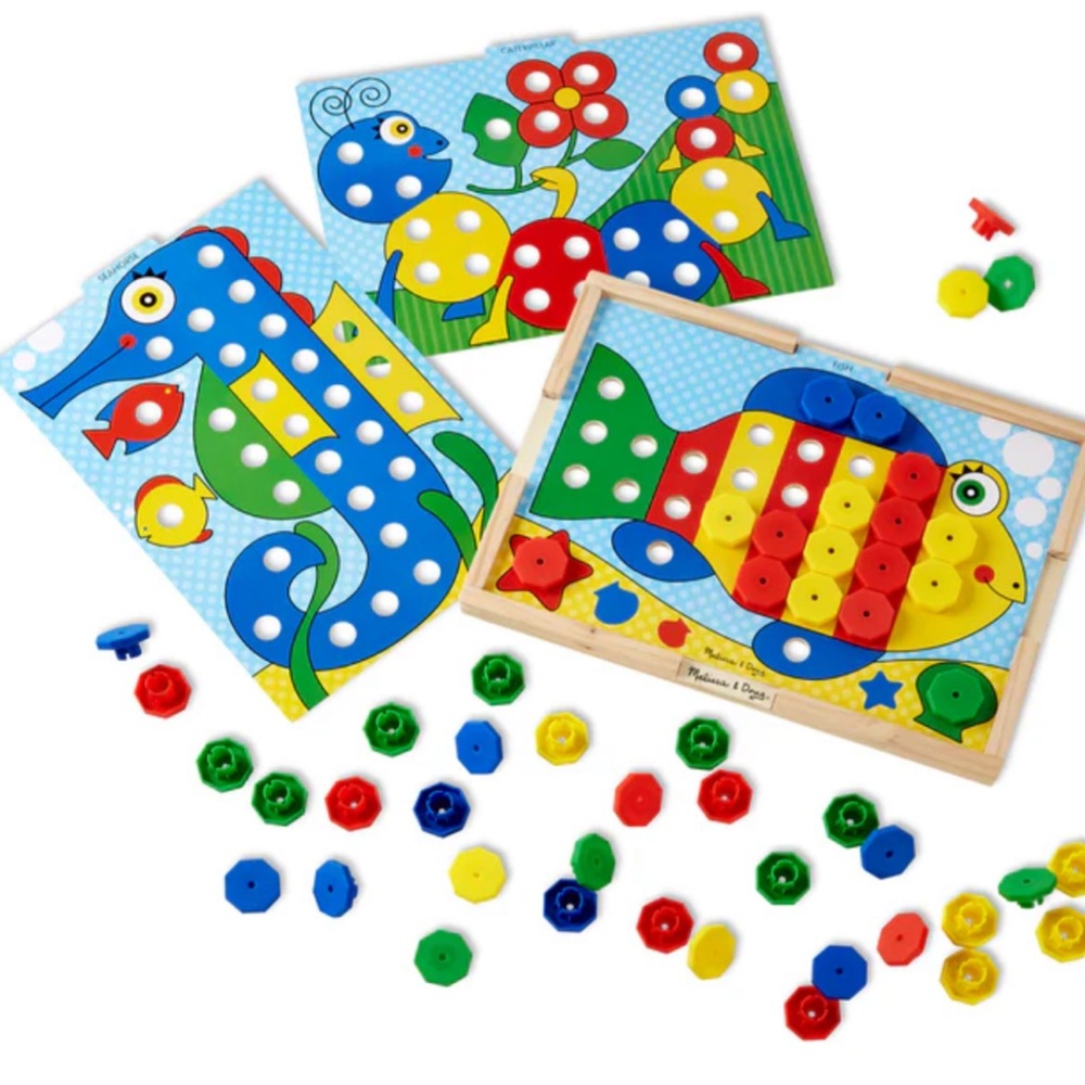 Melissa & Doug Snap & Sort Colorful Wooden Peg Puzzle Set